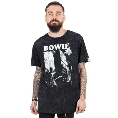 Image of David Bowie T Shirt for Women &amp; Men Unisex Black Short Sleeve Rock Band Tee Distressed Print Album Song Logo Music CD Gifts Merchandise Medium