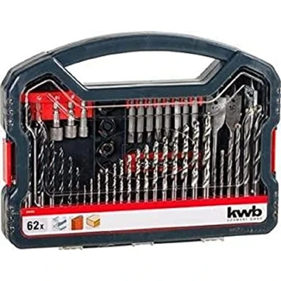 Image of kwb Power Box 62 Pieces. Drill and Bit Set Complete Tool for Drilling, Screwdriving, Milling