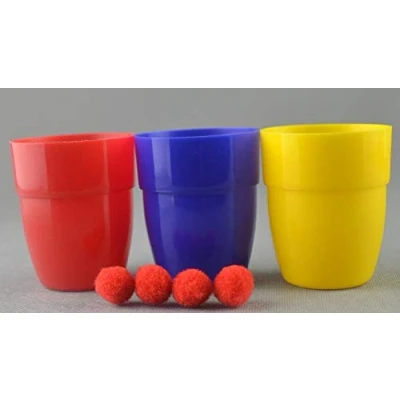 Image of SUMAG Magic Tricks Chop Cup Three Cups and Balls in Plastic material(small size) Close Up Gimmick Props Comedy Classic Toy