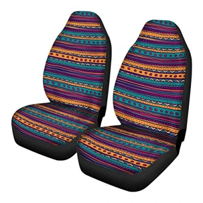 Image of SEANATIVE Native Fabric Front Car Seat Covers Set of 2, Universal Fit for Vehicle Sedan, Interior Protector Horse Dreamcatcher Print