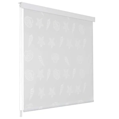 Image of VidaXL Shower Roller Blind 140x240 cm Sea Star Design Water Resistant Quick Drying Aluminum Parts Easy to Assemble Pull cord can be Mounted on Either Side Grey
