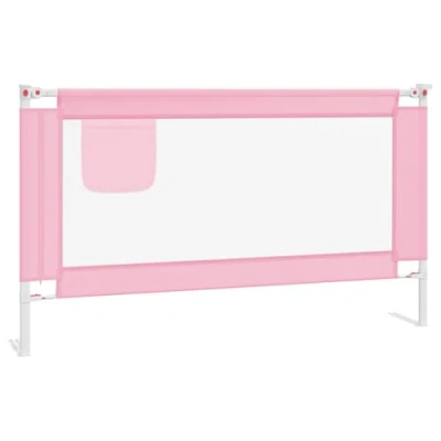 Image of vidaXL Toddler Safety Bed Rail in Pink Made from Fabric and Metal, Adjustable Height Feature, Suitable for Most Beds Size 140x25cm