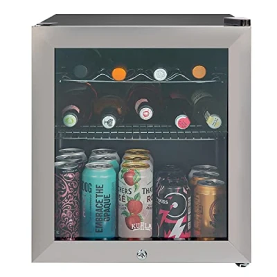 Image of Kuhla Mini Fridge 46 Litre/38 Can Lockable Drinks &amp; Beer Stainless Steel Table Top with Lock Key KBC1SS