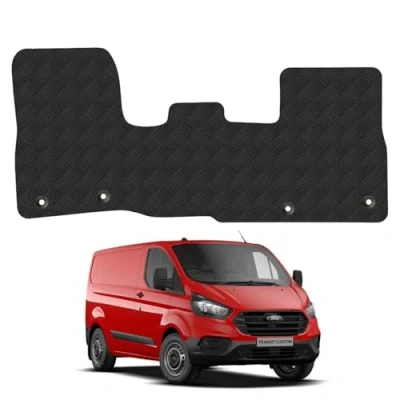 Image of Ford Transit Custom (2013 2023) Heavy Duty Rubber Car Mats Van Accessories [MANUAL] [GEN1] Tailored Fit Front Set Compatible Accessory Waterproof Durable Non Slip 5mm Thick Full Coverage Protection