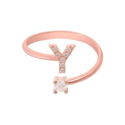 Image of Latelita Initial Y Ring, Women&#039;s, Size: One Size, Pink