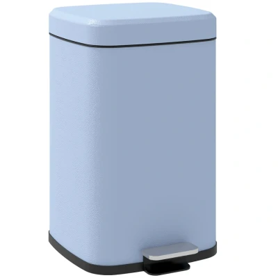Image of HOMCOM 20 Litre Pedal Bin, Fingerprint Proof Kitchen Bin with Soft close Lid, Metal Rubbish Foot and Removable Inner Bucket, Light Blue