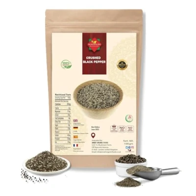 Image of Crushed Black Pepper Coarse Cracked Premium Quality Non GMO Natural Vegan No additives preservatives 100G
