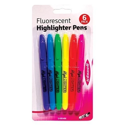 Image of Pack of 6 Assorted Colours Highlighter Pens
