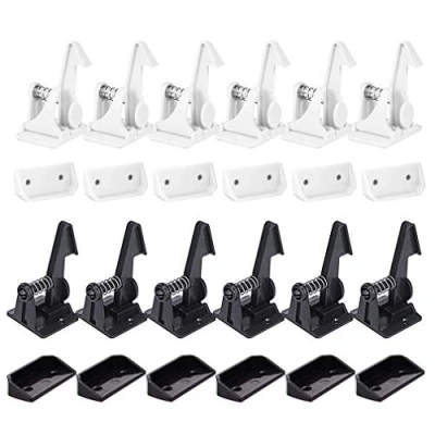 Image of 12 Pack White&amp;Black Child Cabinet Locks, SACONELL Baby Proofing Safety Invisible Drawer Latches, Strong Adhesive Easy Install, Kids Lock for Cupboards,Kitchen,Drawers,Dresser Doors,Closet