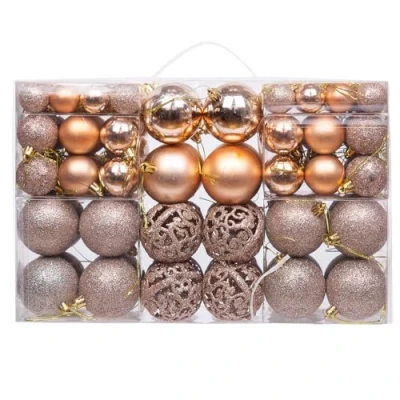 Image of Christmas Baubles Set, 100 Pieces Tree Decorations Balls, Decorative Hanging Ornaments Pendants φ30mm/40mm/60mm Baubles, Rose Gold