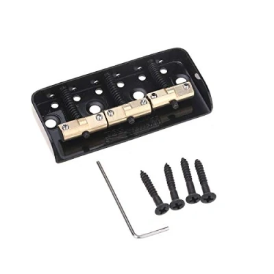 Image of Wilkinson WTBS Short Telecaster Bridge Brass Compensated 3 Saddles for Humbucker Tele Style or Vintage Electric Guitar, Black
