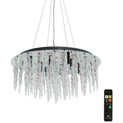 Image of Tropez Flat Pendant 8 LightRGB LEDs And Remote Control Polished Chrome/Glass