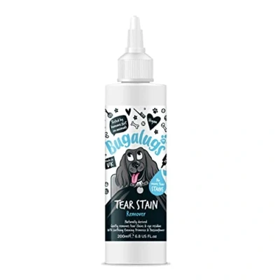 Image of BUGALUGS Tear Stain Remover For Dogs, Cats &amp; Pets Eyes. Dog Eye Cleaner Eyewash Gently Removes Residue Prevents Stains. 100% Naturally Derived Vegan Formula, Made in UK