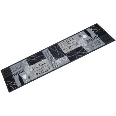 Image of vidaXL Kitchen Rug Washable Wine Grey 60x300 cm Velvet