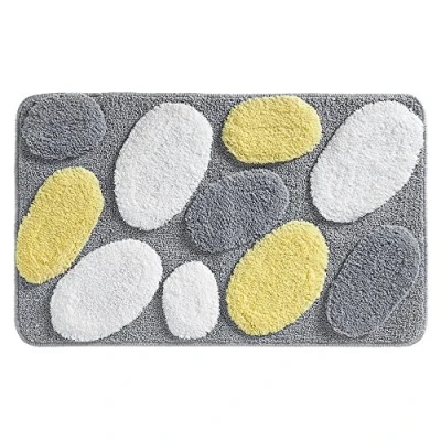 Image of iDesign 86.25 x 53.25 cm Pebblz Rug, Yellow/Gray