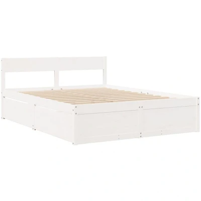 Image of vidaXL Bed Frame without Mattress White 140x200 cm Solid Wood Pine