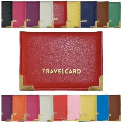 Image of AlezyB 1x Burgundy Bus Pass Holder Travel Card, Credit Card and ID for Men Women Soft Leather, Cases &amp; Money Organisers