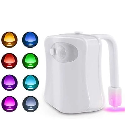 Image of Toilet Night Light, Motion Activated Light Sensor Up Bowl Battery Operated 8 Color Changing, LED Washroom Fits Any