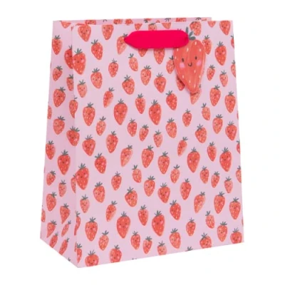 Image of Glick Luxury Gift Bag, Sweet Strawberries Happy Birthday Large Celebration Kate McFarlane Wrap Bag