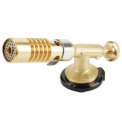 Image of TOPINCN Flame Gun, Blow Torch Brass Professional Culinary Blowtorch Lighter Manual Portable Kitchen Cooking Gas Butane Welding for BBQ Desserts Baking