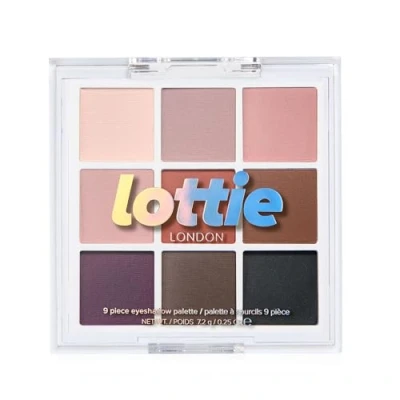 Image of Lottie London palette in The Mattes, 9 shade compact eyeshadow pigmented neutral and tonal shades with a creamy matte finish