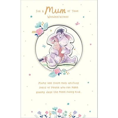 Image of UK Greetings Disney Mother&#039;s Day Card With Envelope Cute Eeyore &amp; Piglet Design, 165x254mm