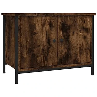 Image of vidaXL Smoked Oak TV Cabinet Modern Engineered Wood Media Unit with 4 Compartments 102x35x45 cm Brown Ideal for Living Room or Bedroom