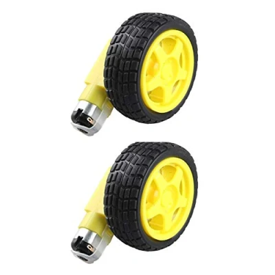 Image of HALJIA 2Pcs DC Drive Gear Motor Dual Shaft and Tire Wheel for 3V 6V Smart Car Robot Projects Compatible with Arduino