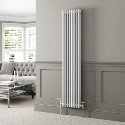 Image of DuraTherm® 1800 x 380mm White Traditional Vertical Designer Radiator Triple Column Colosseum Cast Iron Style Central Heating Panel Radiators Rad
