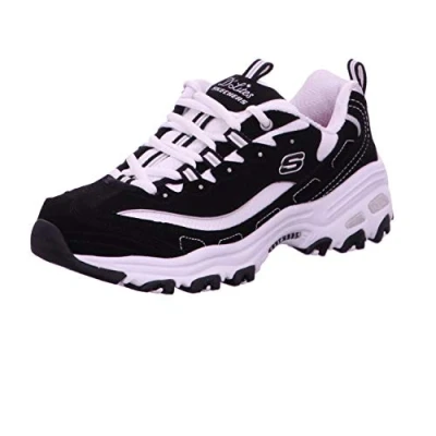 Image of Skechers Women&#039;s D&#039;lites biggest Fan Fashion Sneaker, Black White, 6 UK Wide