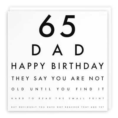 Image of Hunts England Funny Dad 65th Birthday Card 65 Happy Fun Letters Collection