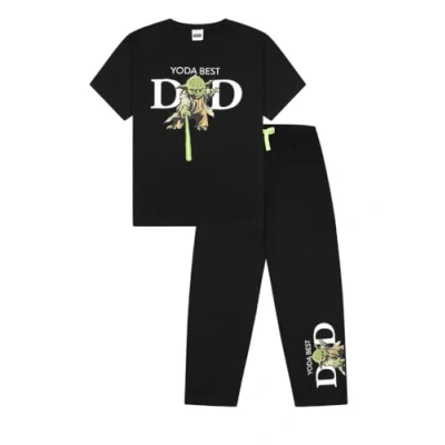 Image of Star Wars Yoda Best Dad Mens Long Pyjama Set (XX Large) Black