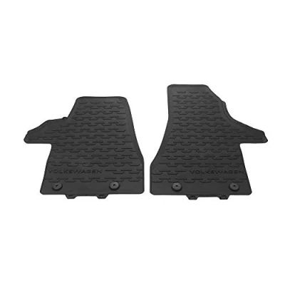 Image of Volkswagen 7H1061502C82V All Weather Mats 2 x Rubber Front Black Floor Only Facelift T6.1
