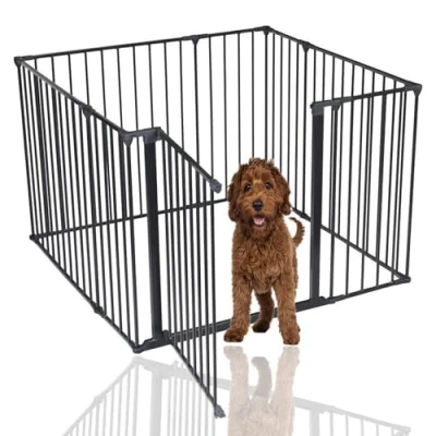 Image of Safetots Dog Play Pen Black 105cm x 105cm, Pet for Pets Dogs and Puppy, Playpen suitable Indoor Outdoor use, Easy Installation