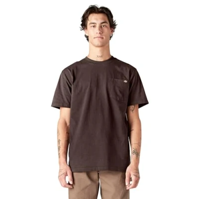 Image of Dickies Men&#039;s Heavyweight Crew Neck Short Sleeve Tee Big Tall T Shirt, Chocolate, 3XL