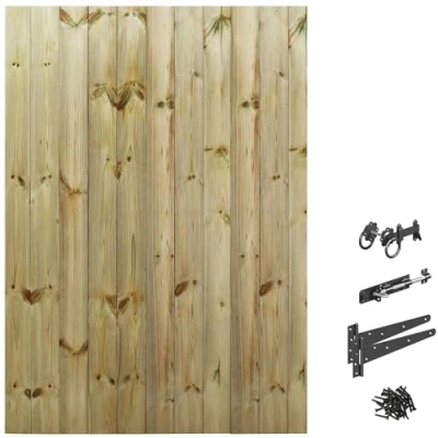 Image of Made2Measure Bespoke Custom Widths: Between 105CM to 120CM By upto 6ft (180cm High) Tongue &amp; Groove Semi Braced Flat Top Pathway Garden Pedestrian Gate Hinge Pack Option Removed