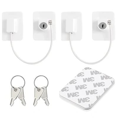 Image of 2 Pack Window Restrictor Locks, UPVC Child Baby Security Locks Self Adhesive No Drilling Lock Pet Restrictorsn Windows Ventilation Lock.