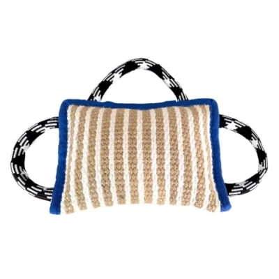 Image of DONGKER Dog Tug War Toy, Jute Bite Pillow w/ 3 Strong Handles for Medium to Large Dogs Training K9 Agility(10&quot;x7&quot;)