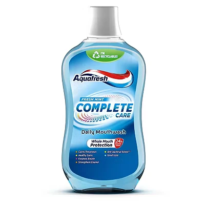 Image of Aquafresh Complete Care Mouthwash with Fluoride, Fresh Mint, 500ml