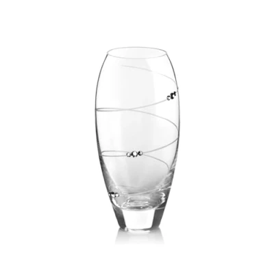 Image of DIAMANTE Swarovski Bud Vase &#039;Swirl&#039; Small Hand Etched Crystal with Crystals 18cm Gift Packed