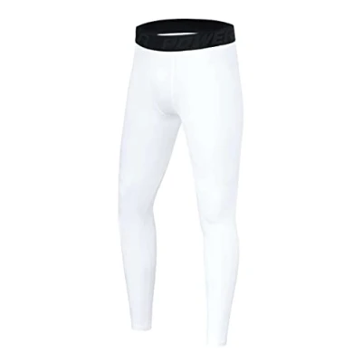 Image of PowerLayer Boys&#039; Running Football Tights Compression Base Layer Leggings Bright White, 12 14 Years