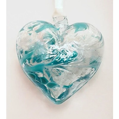 Image of Milford Collection Glass Friendship Heart Small Turquoise