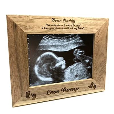 Image of ukgiftstoreonline New Baby Pregnancy Scan Wooden Photo Frame Daddy Gift (4 x 6 Inch)