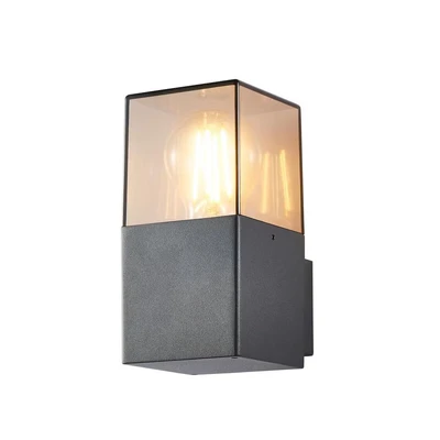 Image of Zink BEATA Square Outdoor Wall Lantern Grey/Smoke