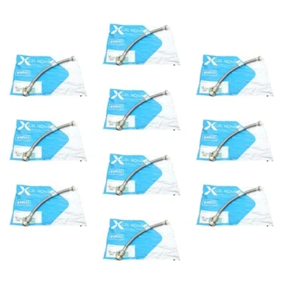 Image of 10x WRAS Approved 300mm 15mm Compression with Isolation Valve x 1/2&quot; Flexible Pipe Connector Stainless Steel Braided