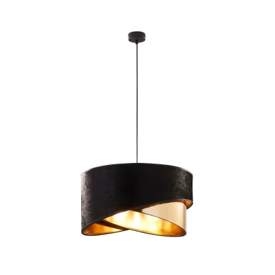 Image of Tercino 50cm Cylindrical Pendant Ceiling Light Black, Gold 3xE27