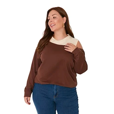 Image of Trendyol Plus Size Sweatshirt Brown Standard