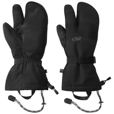 Image of Outdoor Research Men&#039;s Highcamp 3 Finger Gloves, Black, Medium