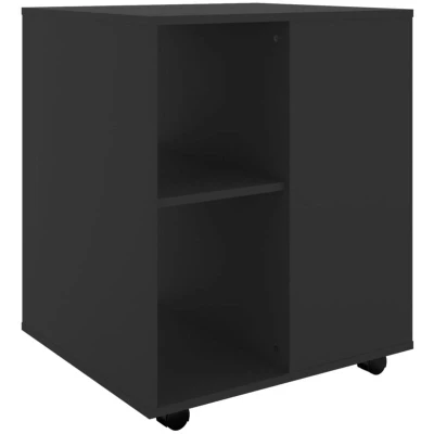 Image of vidaXL Rolling Cabinet Engineered Wood, Locking Casters, Scandinavian Design, Black Ideal for Office, Bedroom and Living Room