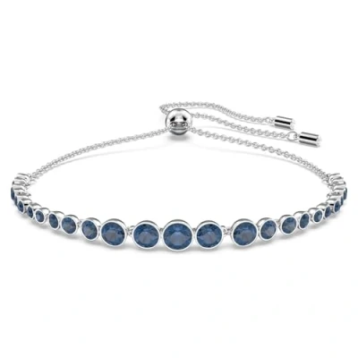 Image of Swarovski Emily bracelet, Mixed round cuts, Blue, Rhodium plated